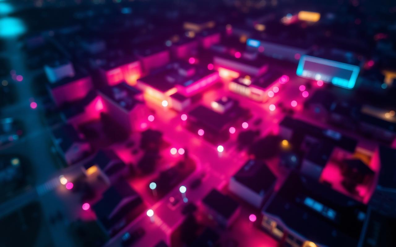 Vista aérea nocturna del campus de la UCSM en Arequipa